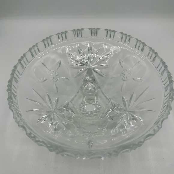 Vintage Clear Pressed Glass Oval Serving Dish 9.5” Etched Floral - Picture 4 of 5